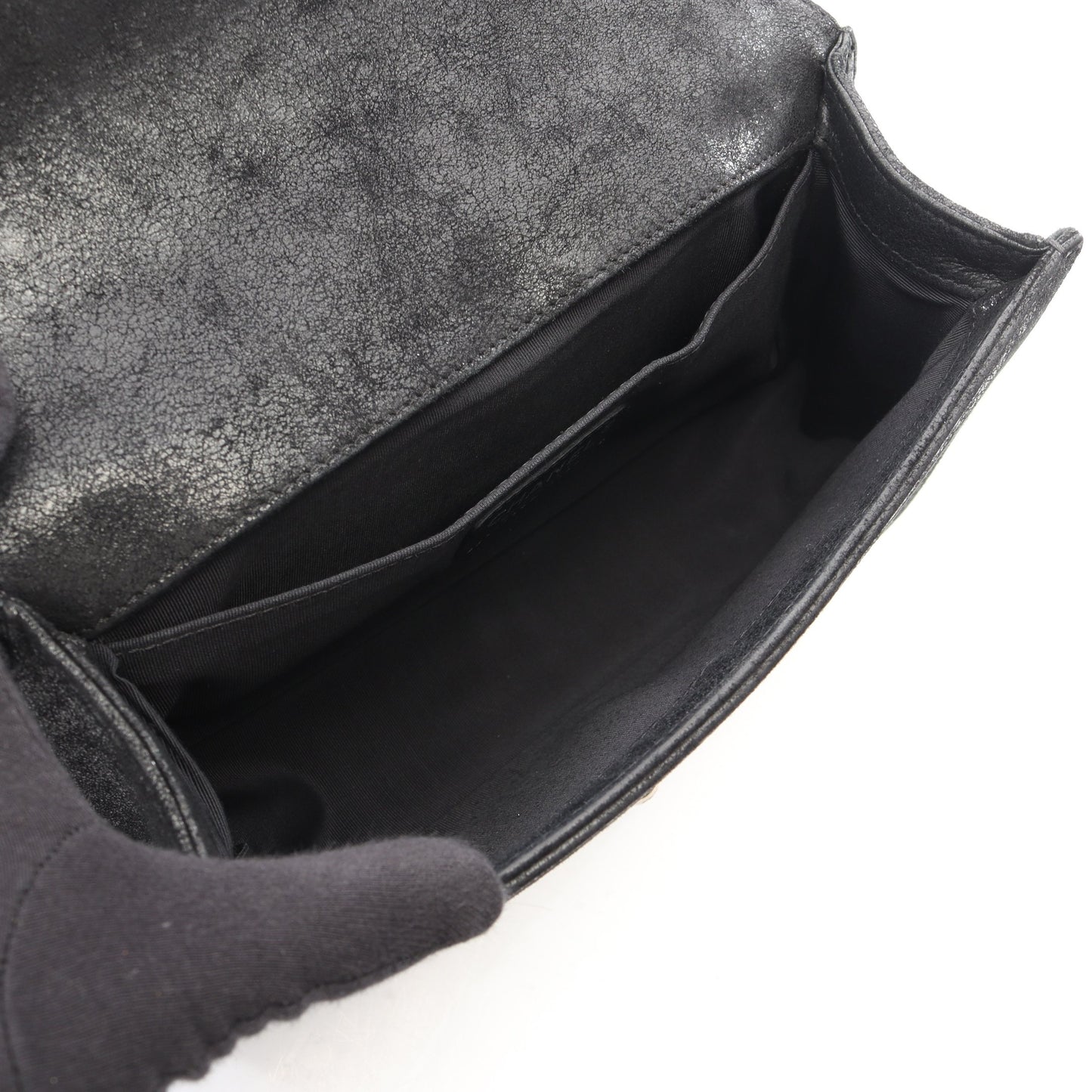 ボーイシャネル チェーンショルダーバッグ レザー ブラック シルバー金具 シャネル