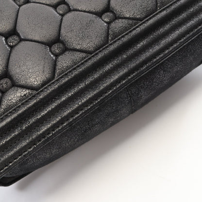 ボーイシャネル チェーンショルダーバッグ レザー ブラック シルバー金具 シャネル