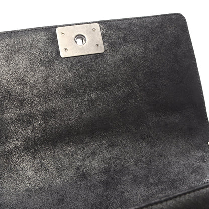 ボーイシャネル チェーンショルダーバッグ レザー ブラック シルバー金具 シャネル