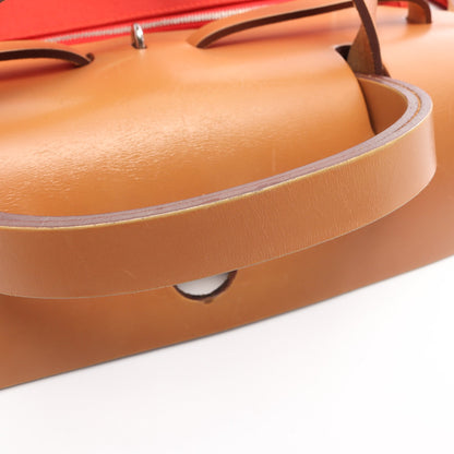 エールバッグジップPM テールバテュー ナチュラル 2WAY ハンドバッグ トワルミリタリー ヴァッシュハンター オレンジ ライトブラウン シルバー金具 X刻印 エルメス