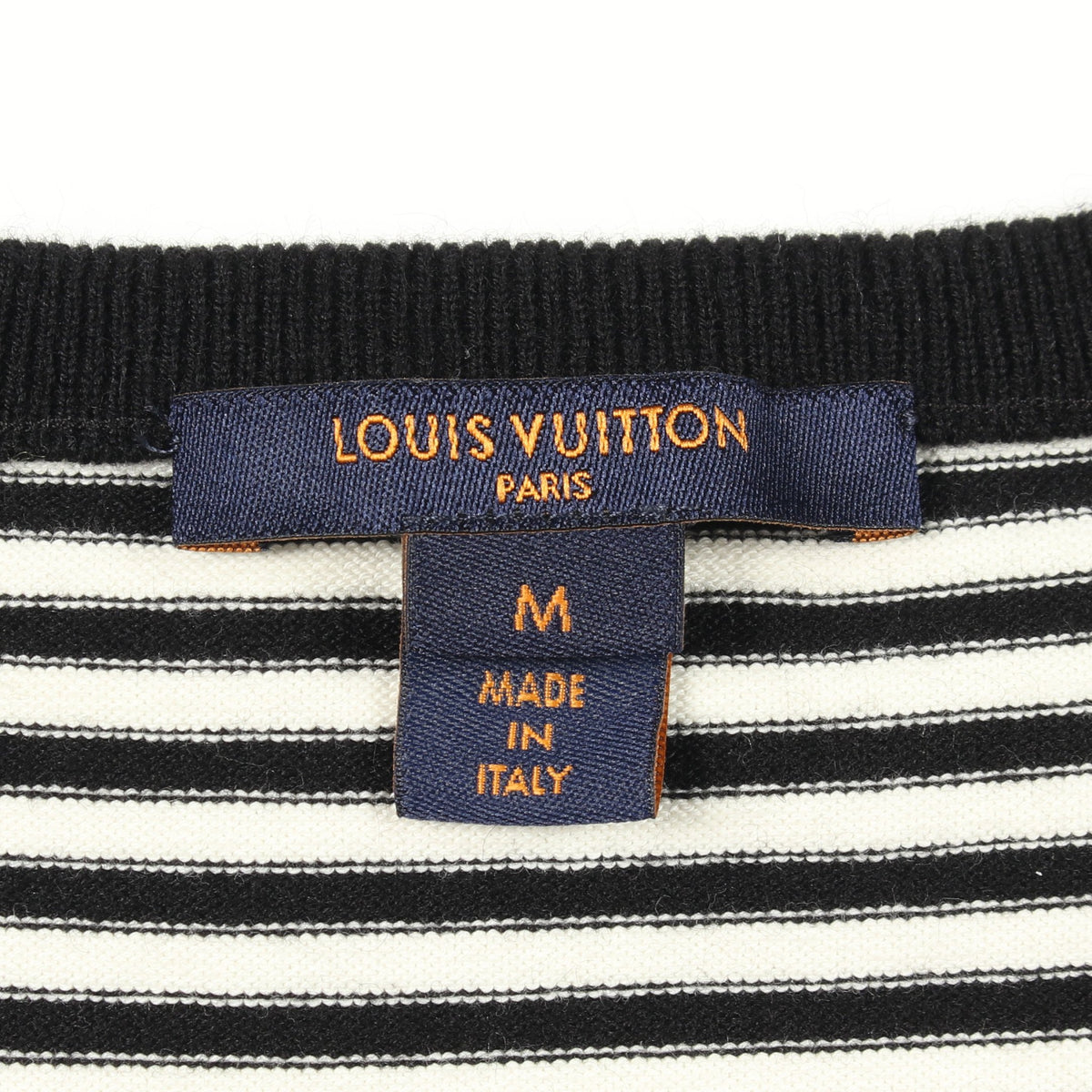 ボーダー 半袖 ニット カシミヤ コットン ホワイト ブラック ルイヴィトン トップス LOUIS VUITTON
