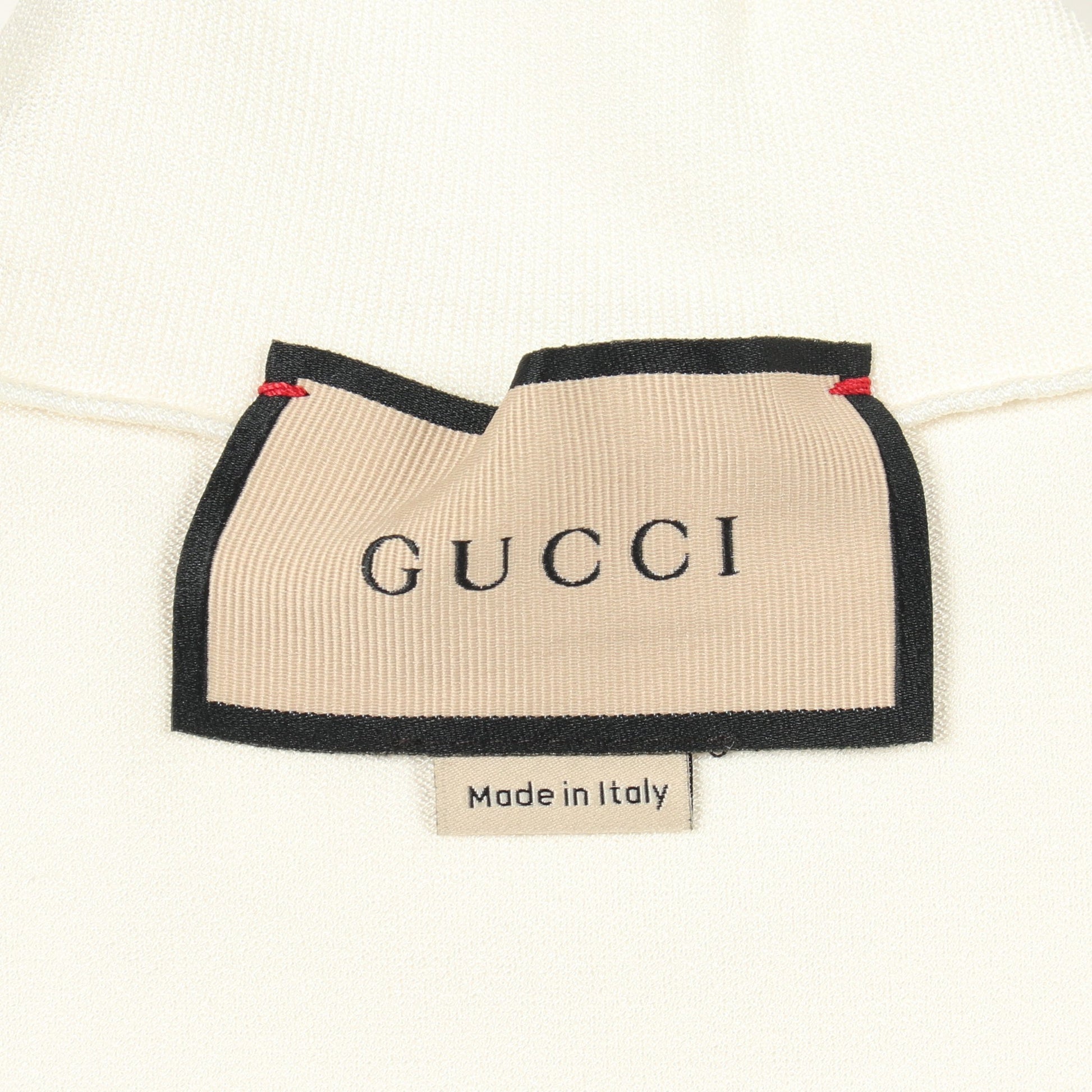 ハイネック フレンチスリーブ 半袖 ニット レーヨン オフホワイト グッチ トップス GUCCI