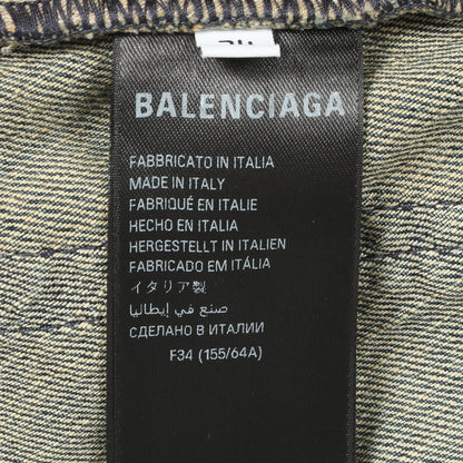 ゴデット ダメージ加工 デニムスカート コットン ネイビー バレンシアガ ボトムス BALENCIAGA