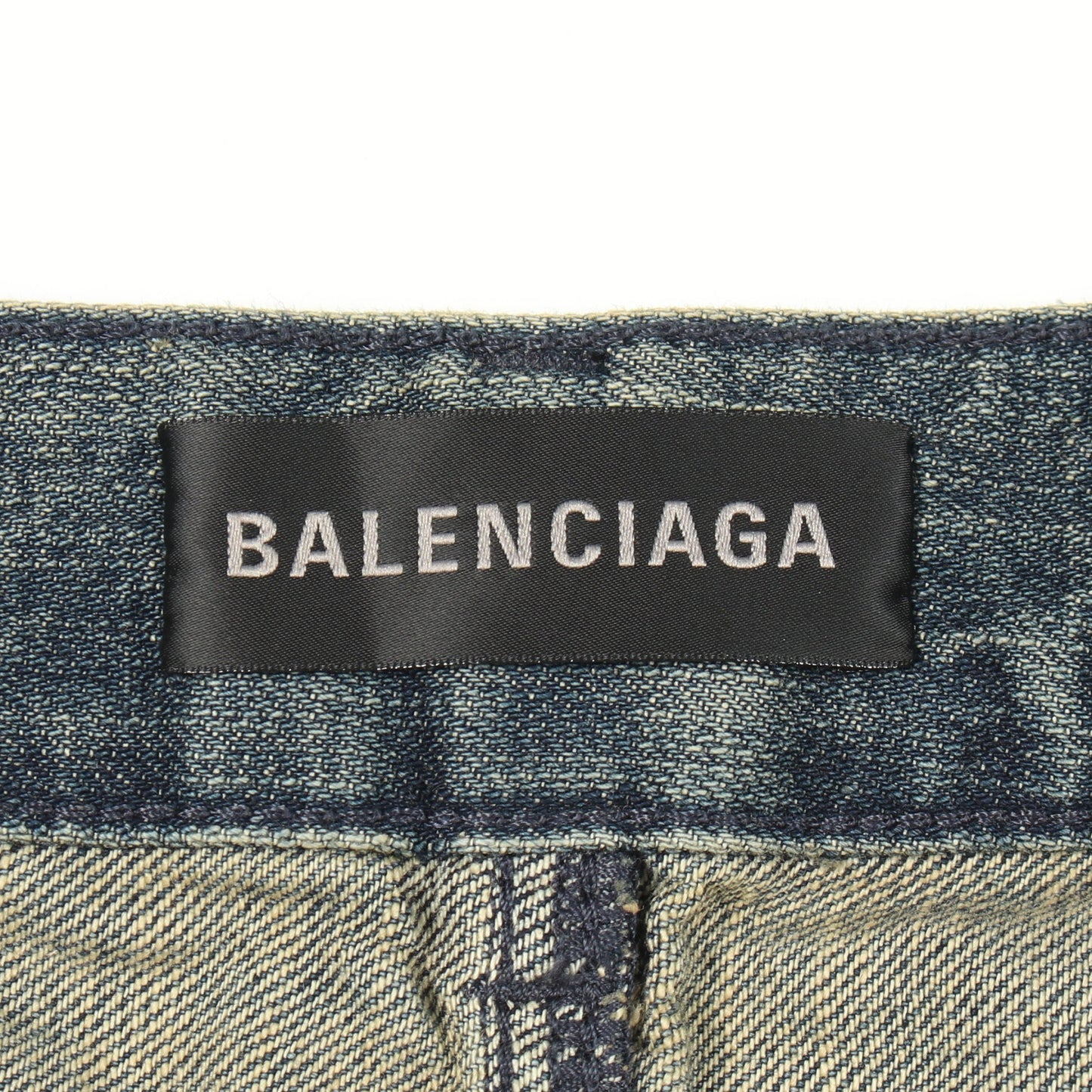 ゴデット ダメージ加工 デニムスカート コットン ネイビー バレンシアガ ボトムス BALENCIAGA