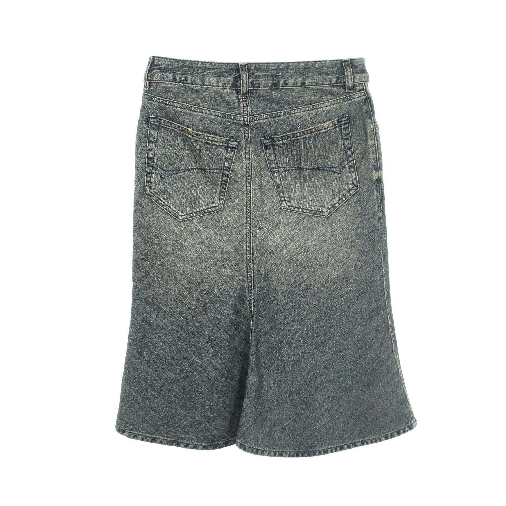 ゴデット ダメージ加工 デニムスカート コットン ネイビー バレンシアガ ボトムス BALENCIAGA