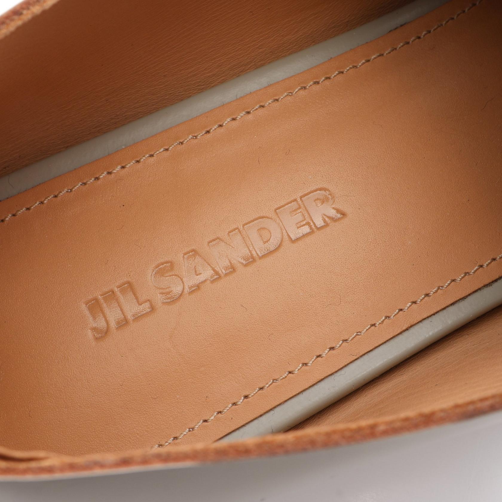 スクエアトゥ カジュアルシューズ レザー グレー ジルサンダー シューズ JIL SANDER