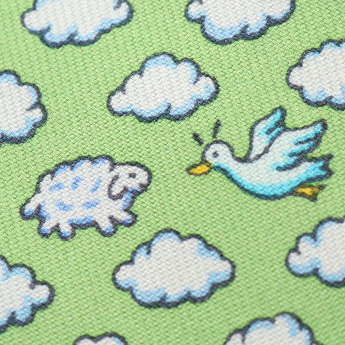 雲 羊 鳥 ネクタイ シルク ライトグリーン ホワイト マルチカラー エルメス 財布・小物 HERMES