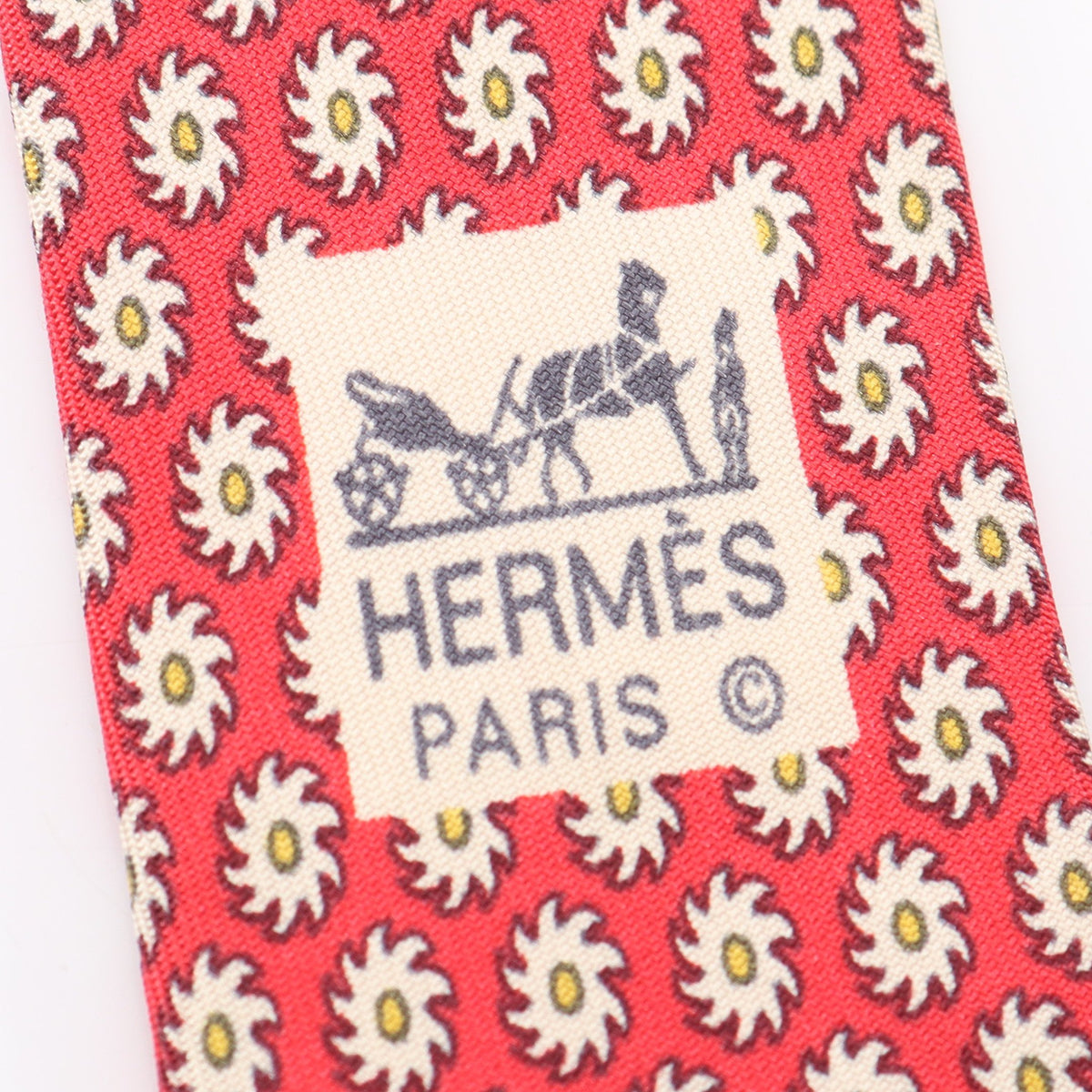 総柄 ネクタイ シルク レッド ホワイト イエロー エルメス 財布・小物 HERMES