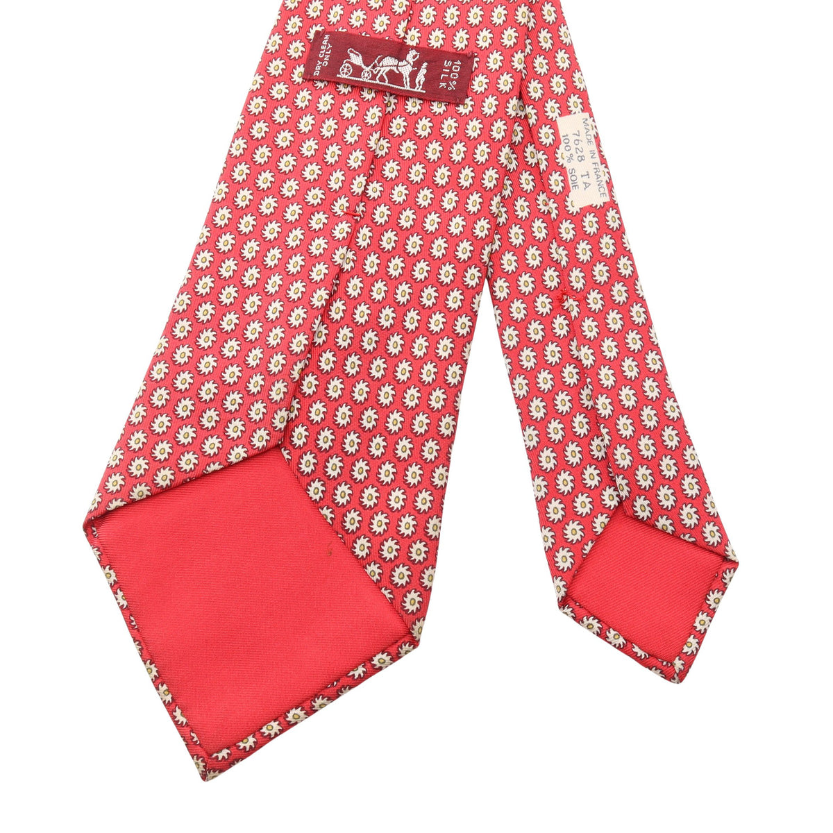 総柄 ネクタイ シルク レッド ホワイト イエロー エルメス 財布・小物 HERMES