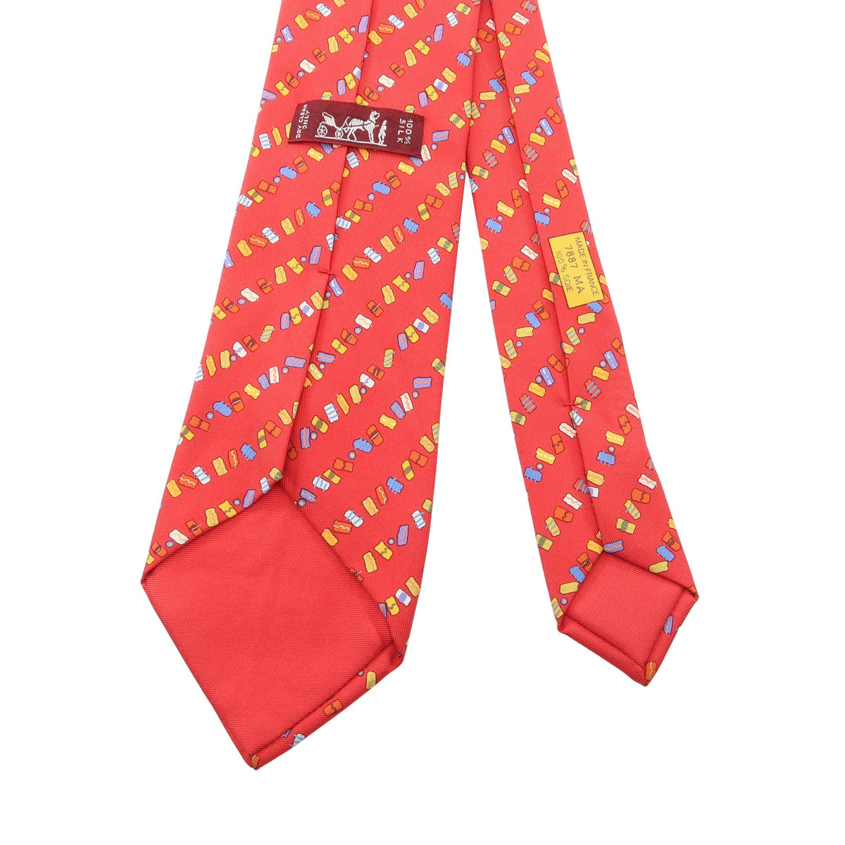 総柄 ネクタイ シルク レッド マルチカラー エルメス 財布・小物 HERMES