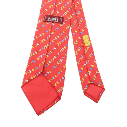 総柄 ネクタイ シルク レッド マルチカラー エルメス 財布・小物 HERMES