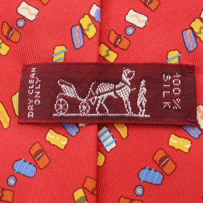 総柄 ネクタイ シルク レッド マルチカラー エルメス 財布・小物 HERMES