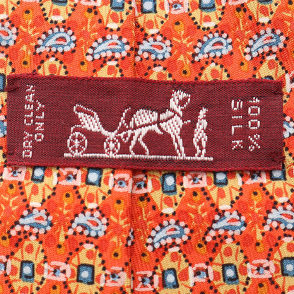 総柄 ネクタイ シルク オレンジ マルチカラー エルメス 財布・小物 HERMES