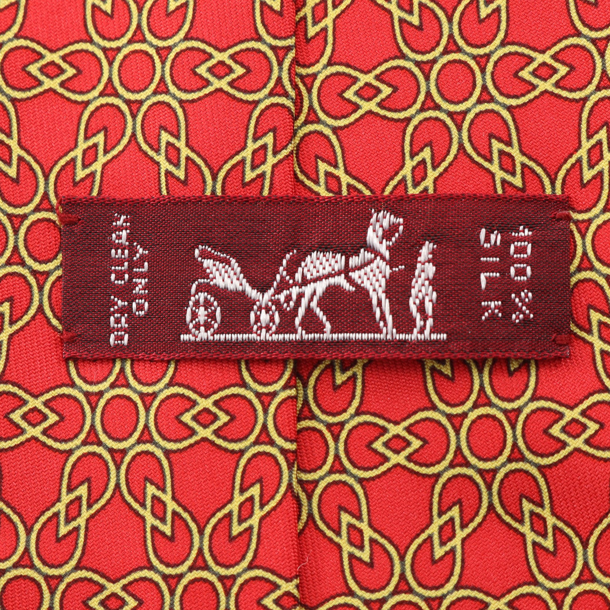 総柄 ネクタイ シルク オレンジレッド イエロー エルメス 財布・小物 HERMES