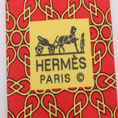 総柄 ネクタイ シルク オレンジレッド イエロー エルメス 財布・小物 HERMES