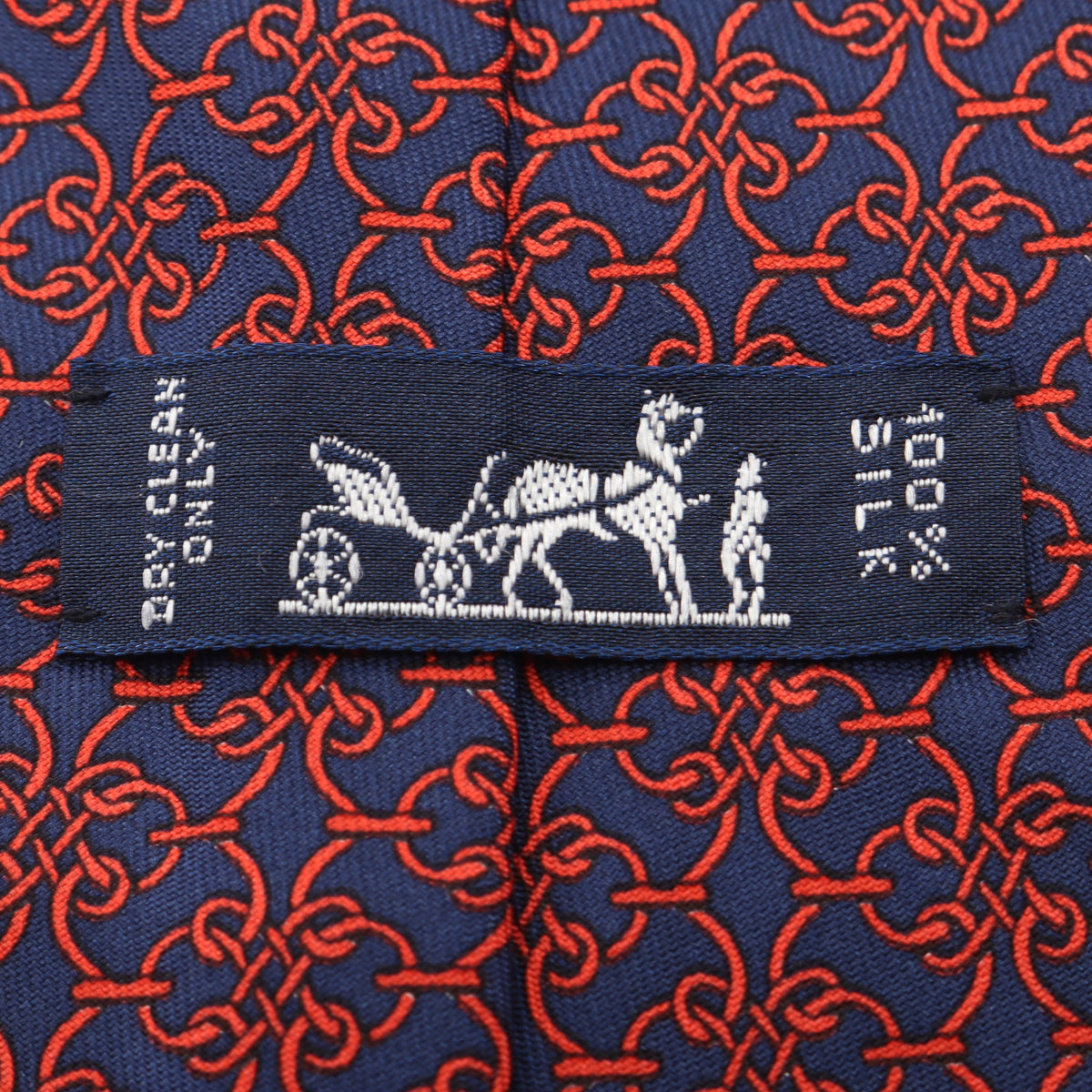 チェーン柄 ネクタイ シルク ネイビー レッド エルメス 財布・小物 HERMES