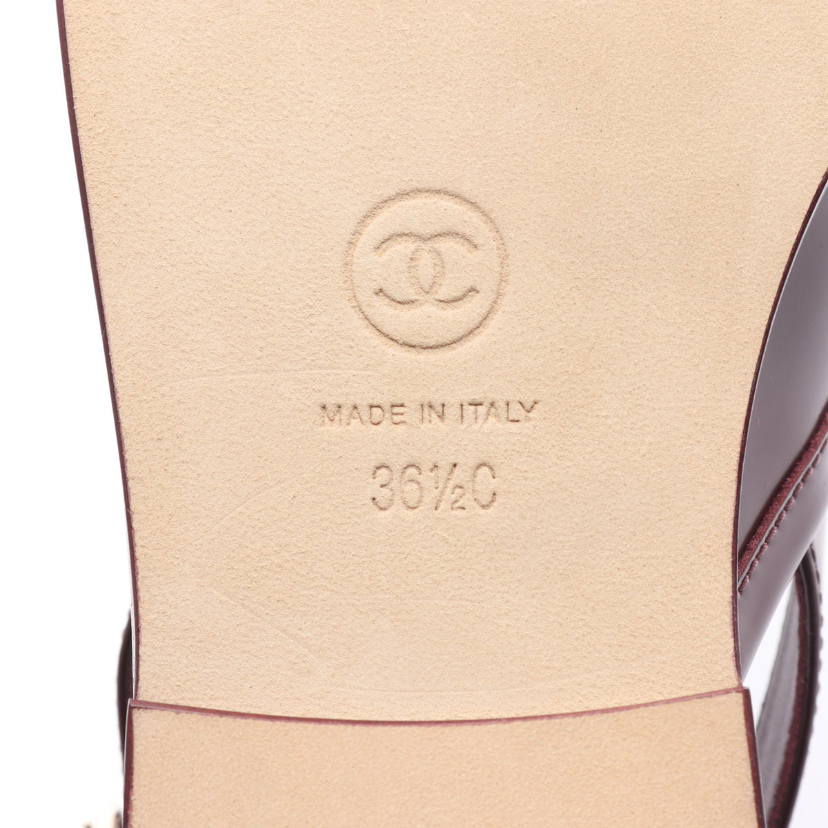 ココマーク スリングバック ローファー サンダル レザー バーガンディ シャネル シューズ CHANEL