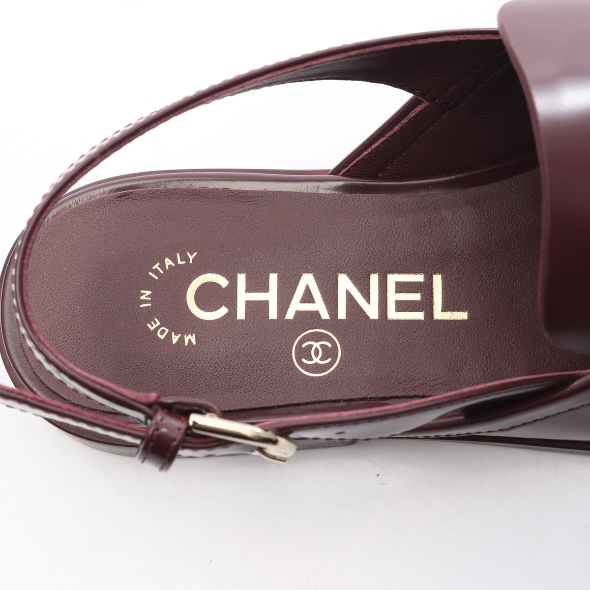 ココマーク スリングバック ローファー サンダル レザー バーガンディ シャネル シューズ CHANEL