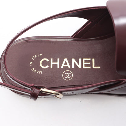 ココマーク スリングバック ローファー サンダル レザー バーガンディ シャネル シューズ CHANEL