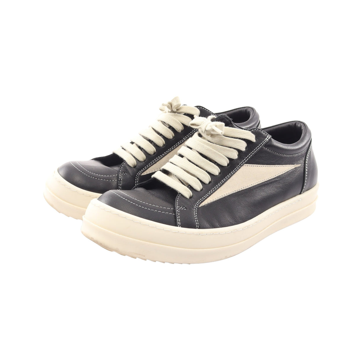 STROBE VINTAGE SNEAKS ローカットスニーカー レザー ブラック ホワイト リックオウエンス シューズ Rick Owens