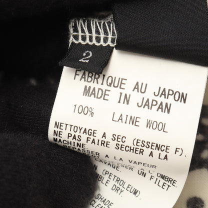 総柄 長袖Tシャツ ウール ホワイト ブラック ワイズ