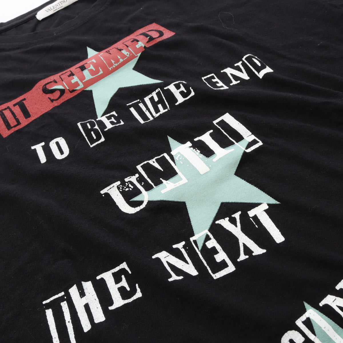 VALENTINO × Jamie Reid ダメージ加工 半袖Tシャツ コットン ブラック ヴァレンティノ