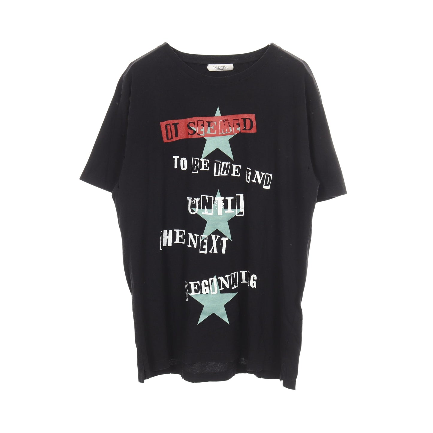 VALENTINO × Jamie Reid ダメージ加工 半袖Tシャツ コットン ブラック ヴァレンティノ