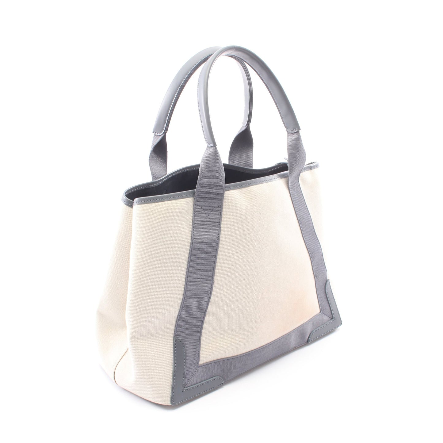 NAVY CABAS NEW M ネイビーカバ ハンドバッグ トートバッグ キャンバス レザー アイボリー グレー バレンシアガ バッグ BALENCIAGA
