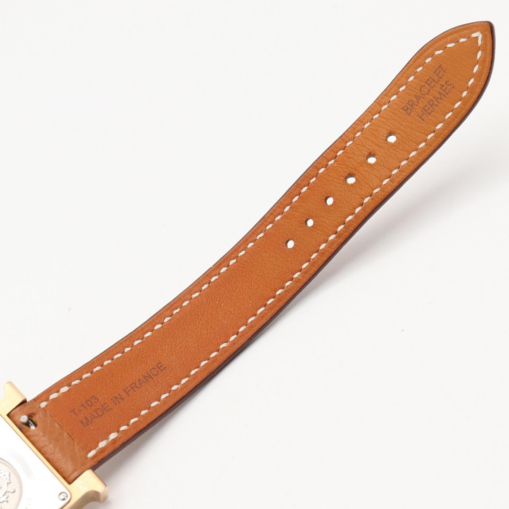 Hウォッチ ホワイトシェル レディース 腕時計 クオーツ GP レザー ホワイト エルメス 時計 HERMES