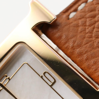 Hウォッチ ホワイトシェル レディース 腕時計 クオーツ GP レザー ホワイト エルメス 時計 HERMES