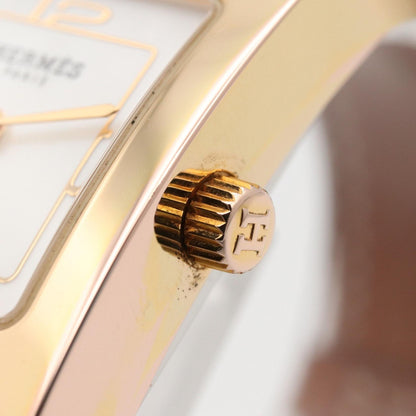 Hウォッチ ホワイトシェル レディース 腕時計 クオーツ GP レザー ホワイト エルメス 時計 HERMES