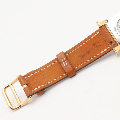 Hウォッチ ホワイトシェル レディース 腕時計 クオーツ GP レザー ホワイト エルメス 時計 HERMES