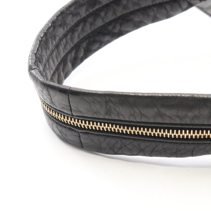 ショルダーバッグ キャンバス レザー ブラック ゴールド金具 シャネル