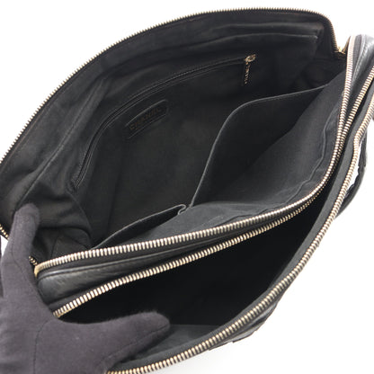 ショルダーバッグ キャンバス レザー ブラック ゴールド金具 シャネル