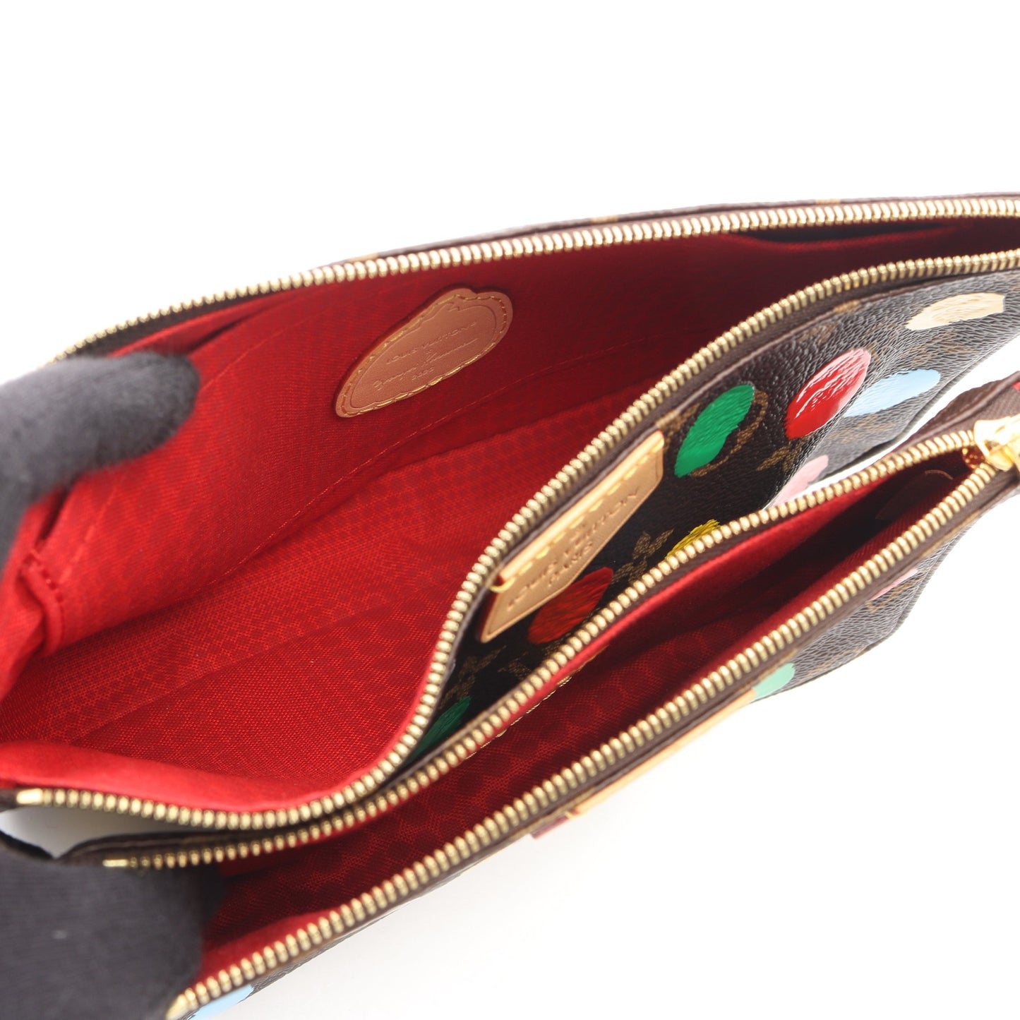 LOUIS VUITTON × yayoi kusama ミュルティ ポシェット アクセソワール モノグラム ショルダーバッグ PVC レザー ブラウン マルチカラー ルイヴィトン