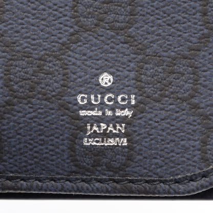 GGエンブレム ロングウォレット 日本限定 二つ折り長財布 レザー ネイビー グッチ