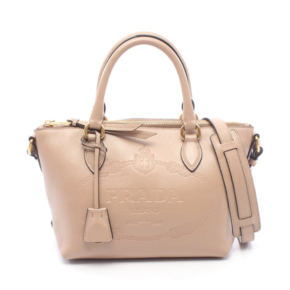 GLACE'CALF 2WAY ハンドバッグ レザー ベージュ プラダ