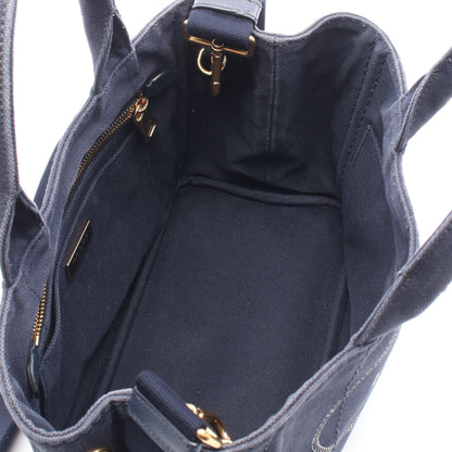CANAPA カナパ 2WAY ハンドバッグ トートバッグ キャビアスキン ネイビー プラダ
