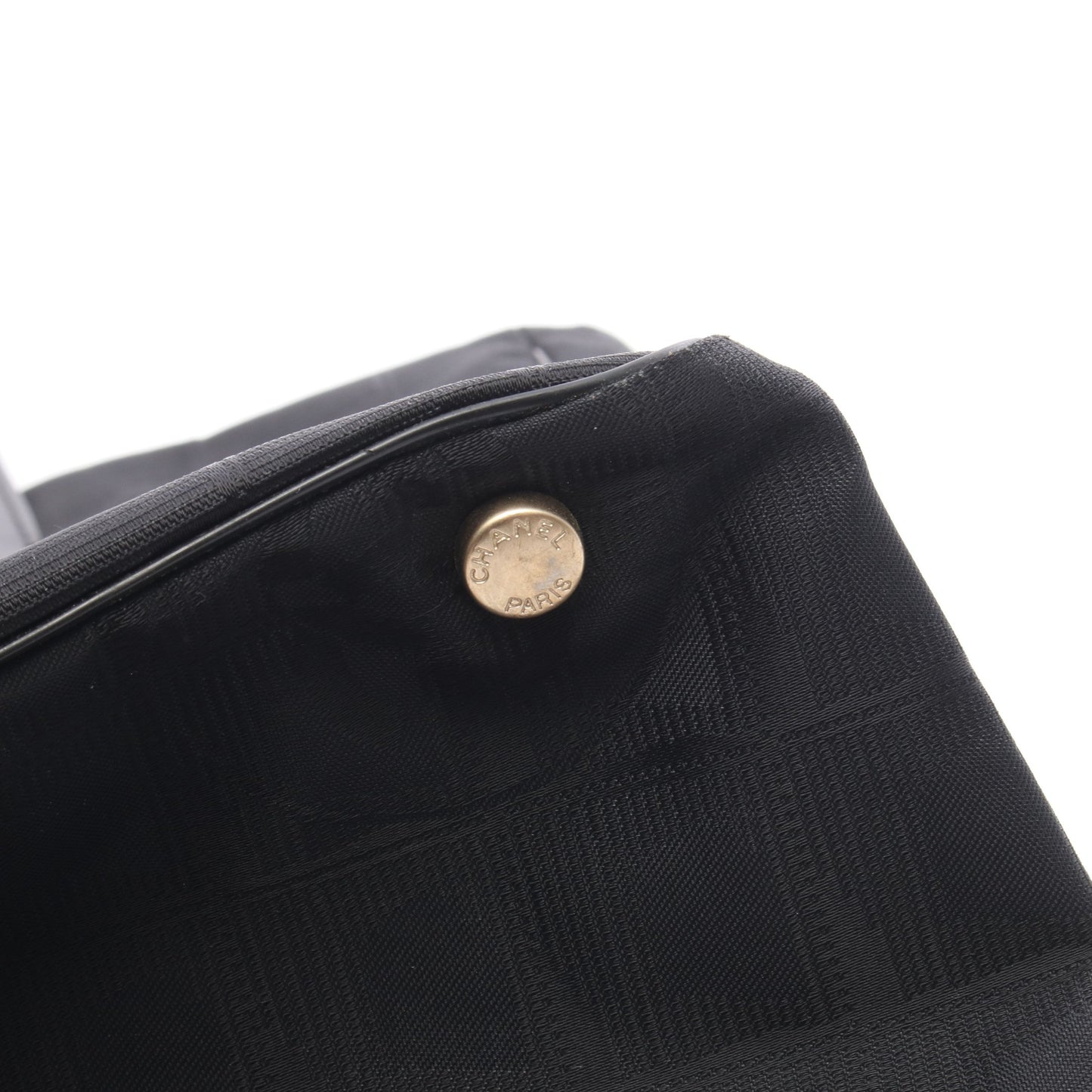 ニュートラベルラインMM ハンドバッグ トートバッグ ナイロン レザー ブラック ゴールド金具 シャネル
