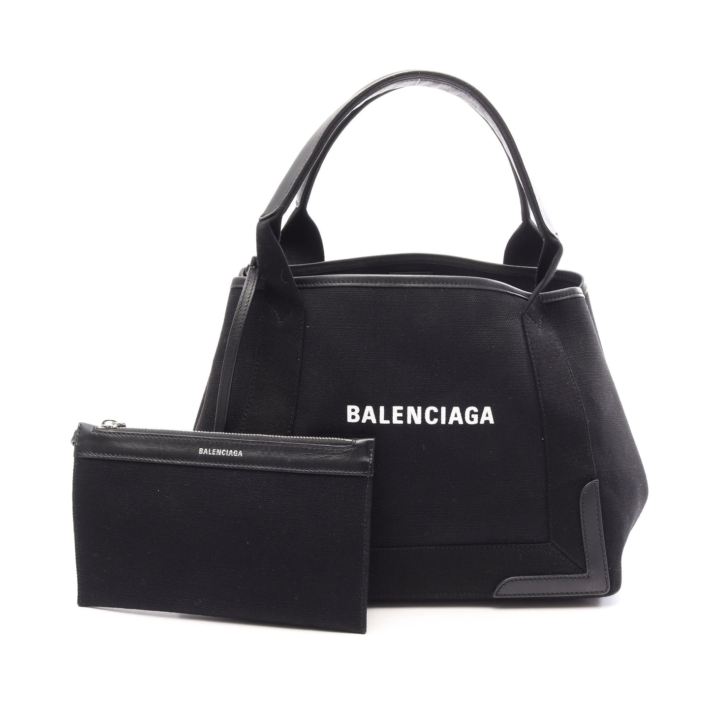 NAVY CABAS S ネイビーカバ ハンドバッグ トートバッグ キャンパス レザー ブラック バレンシアガ