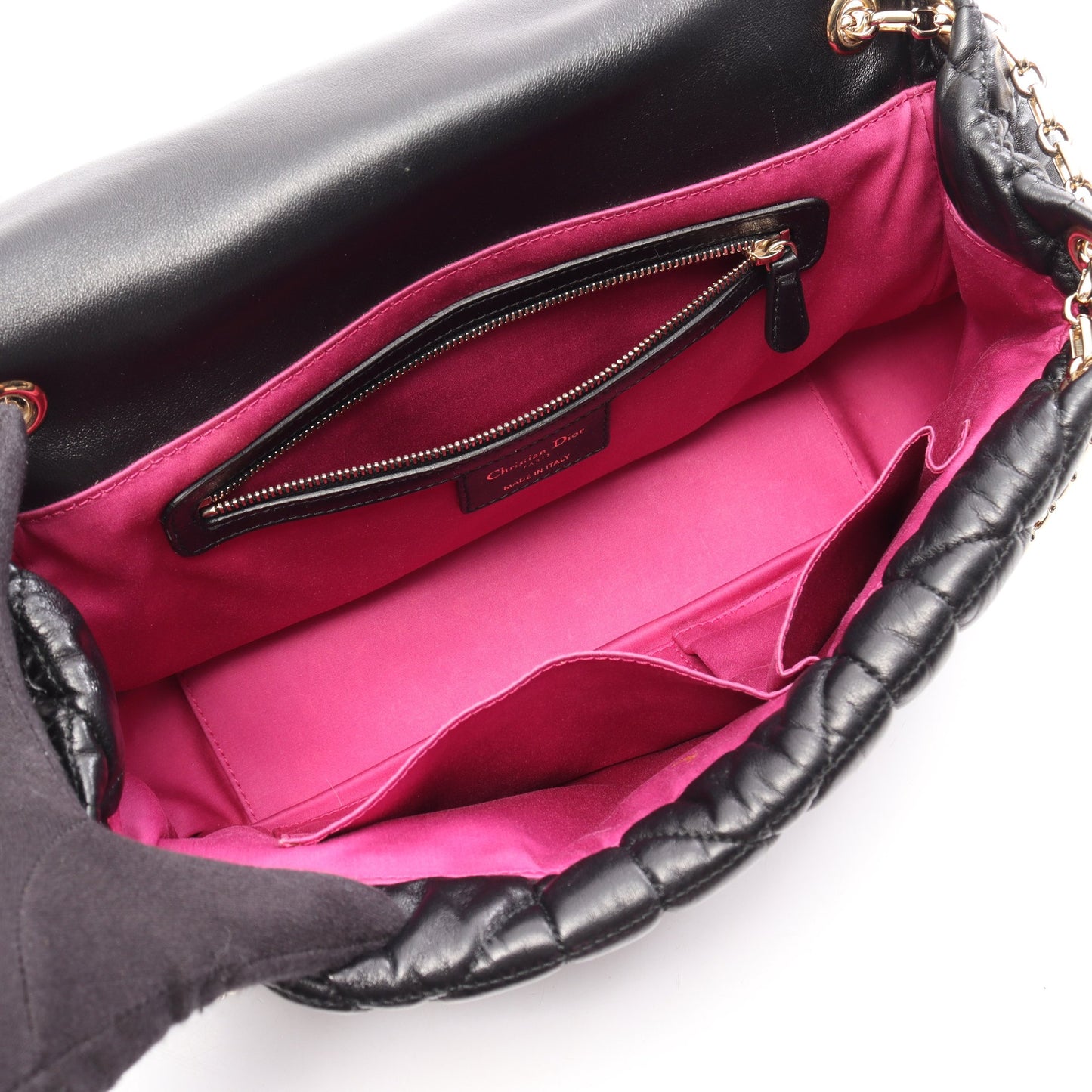 Milly La Foret カナージュ チェーンショルダーバッグ レザー ブラック クリスチャンディオール