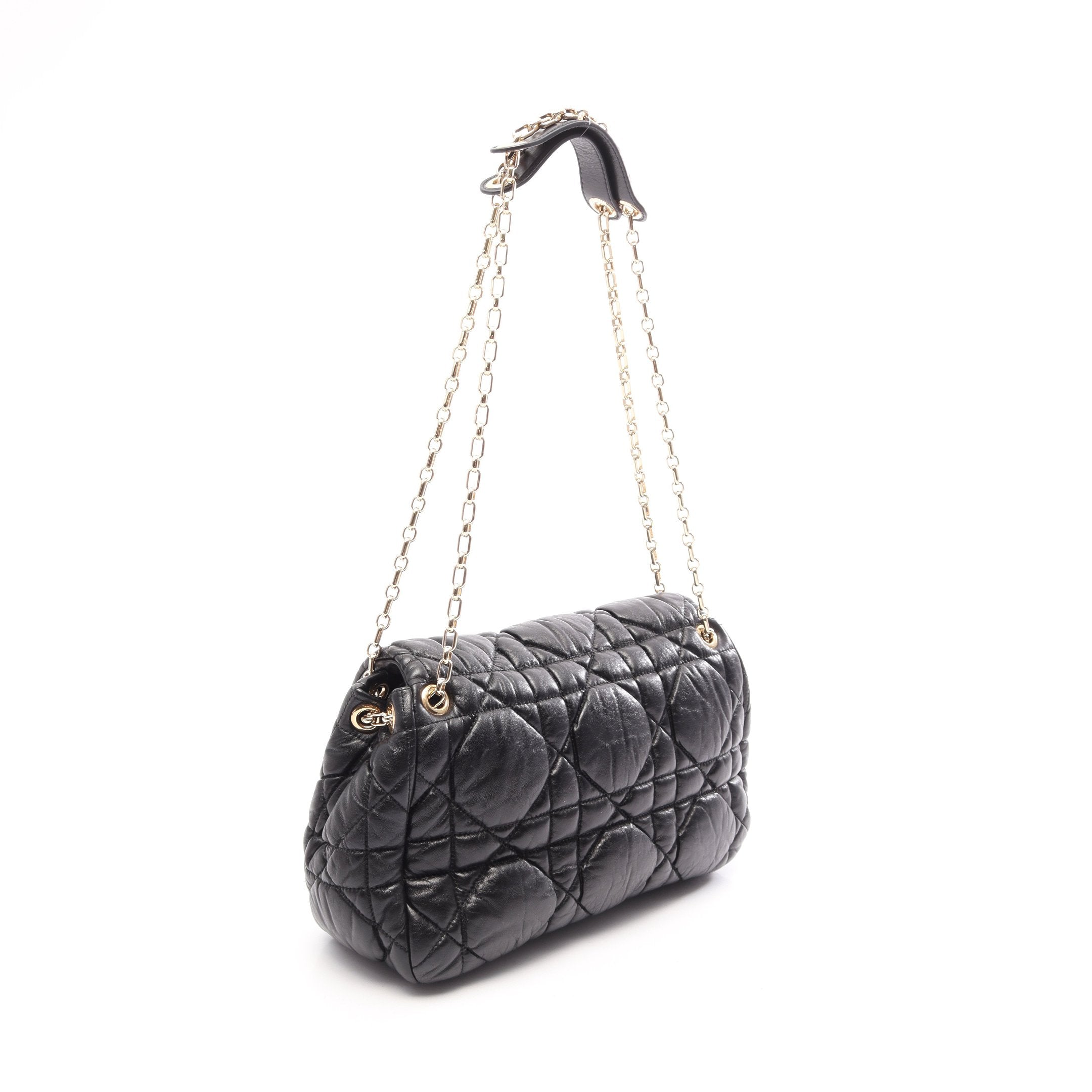 Milly La Foret カナージュ チェーンショルダーバッグ レザー ブラック