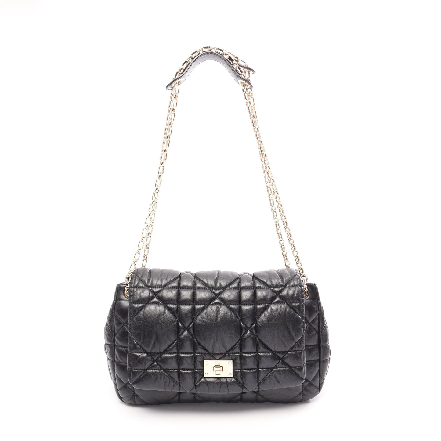 Milly La Foret カナージュ チェーンショルダーバッグ レザー ブラック クリスチャンディオール