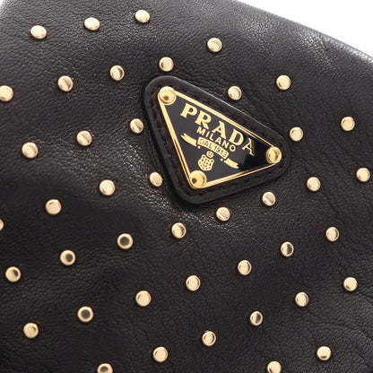 三角プレート スタッズ 手袋 グローブ ラムスキン ブラック プラダ 財布・小物 PRADA