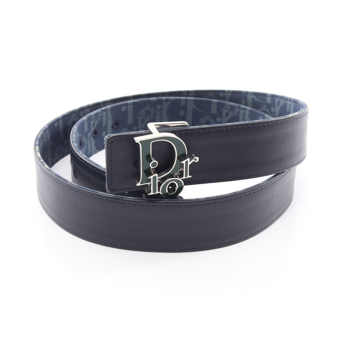DIOR × Denim Tears シルバー金具 リバーシブル ベルト キャンバス レザー ネイビー グリーン ディオール 財布・小物 DIOR