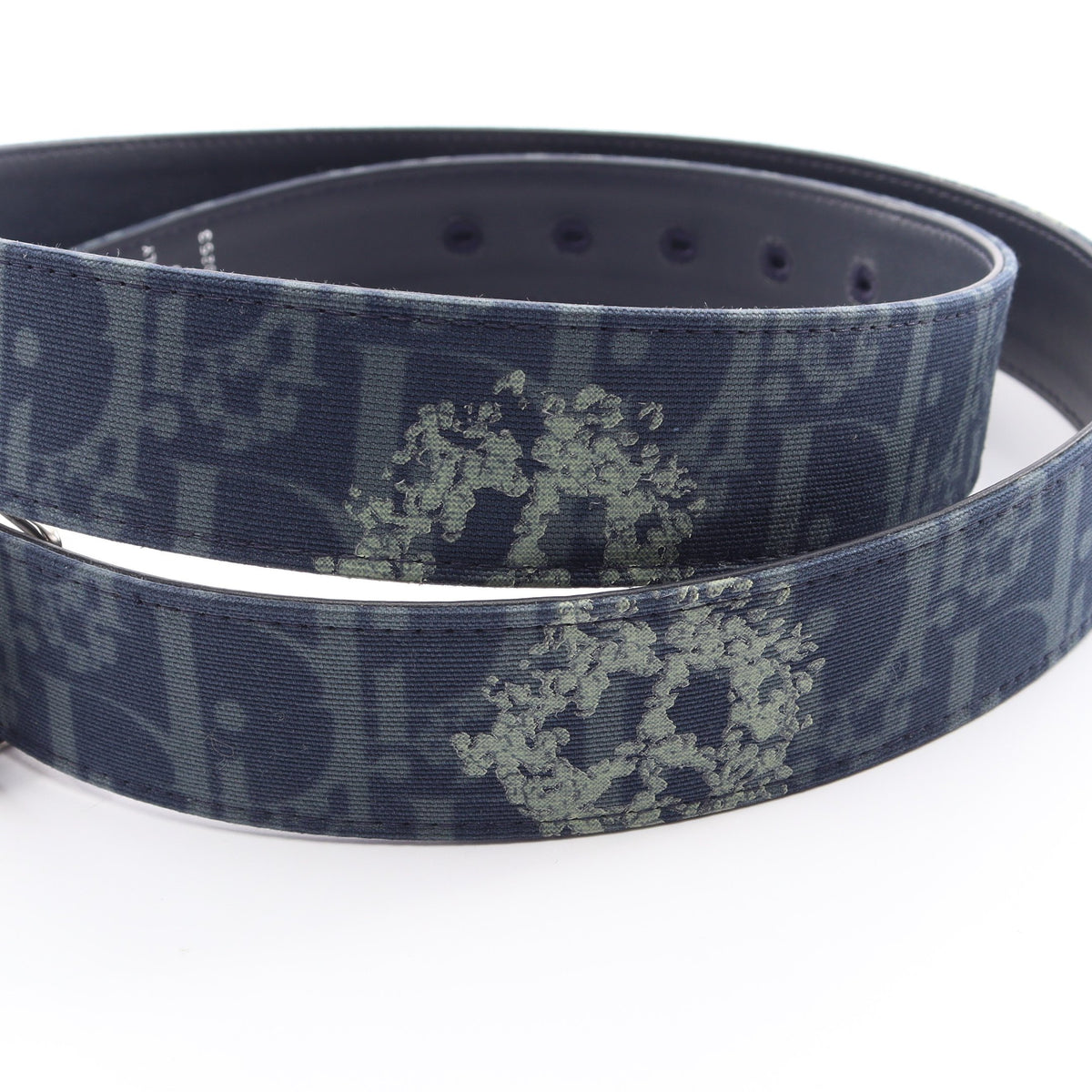 DIOR × Denim Tears シルバー金具 リバーシブル ベルト キャンバス レザー ネイビー グリーン ディオール 財布・小物 DIOR