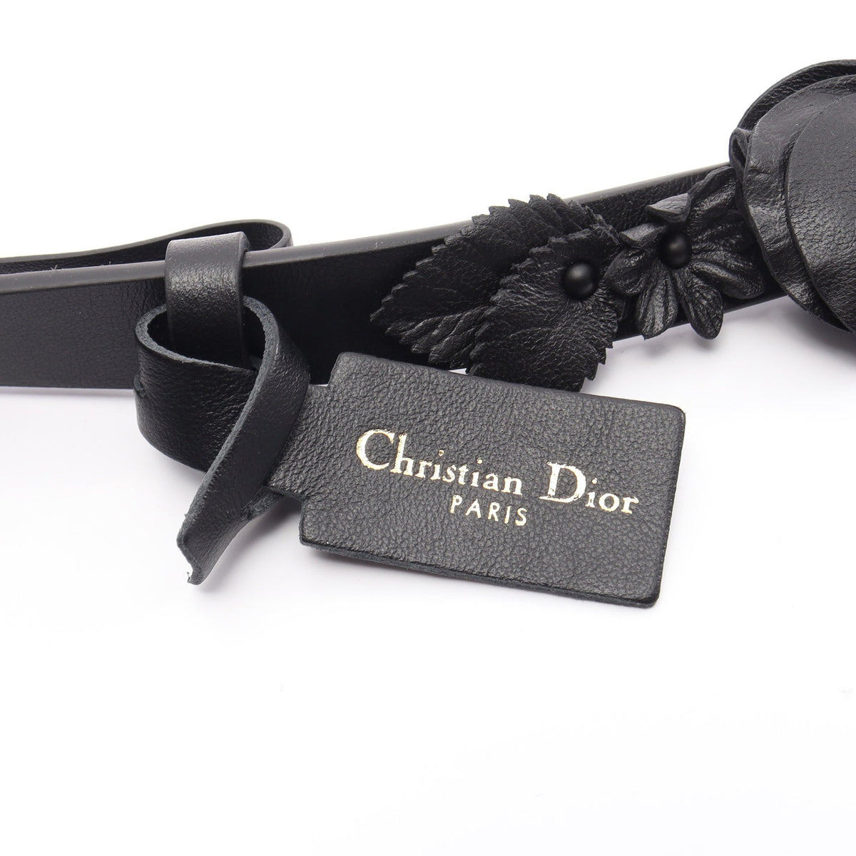 CDロゴバックル フラワー ゴールド金具 ベルト レザー ブラック クリスチャンディオール 財布・小物 Christian Dior