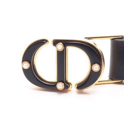 CDロゴバックル フラワー ゴールド金具 ベルト レザー ブラック クリスチャンディオール 財布・小物 Christian Dior