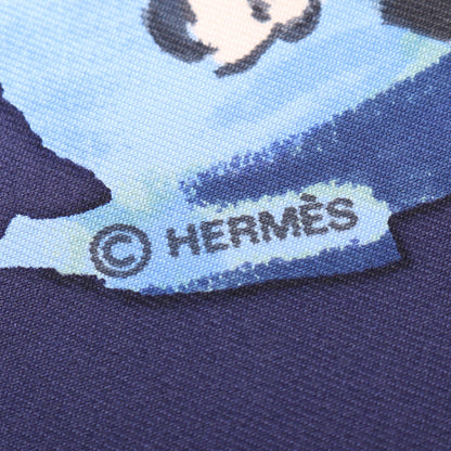 カレ90 CONCERTO スカーフ シルク ネイビー ブルー エルメス 財布・小物 HERMES
