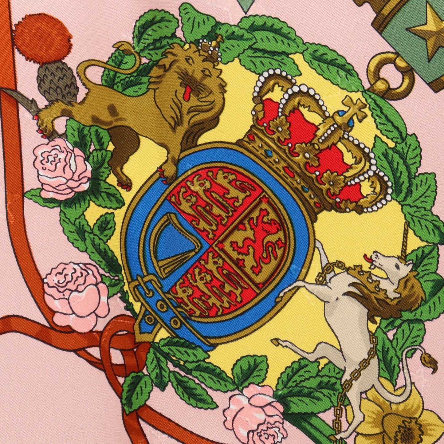 カレ90 Emblemes de l'Europe スカーフ シルク ピンク グリーン マルチカラー エルメス